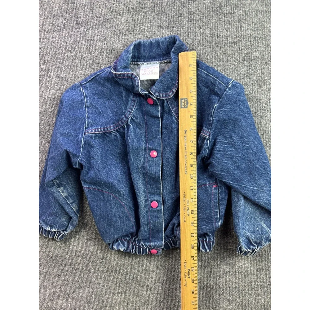 Vintage Disney Bambi Denim Jacket Kids Size 5-6 Blue Made in USA Heart Warmers